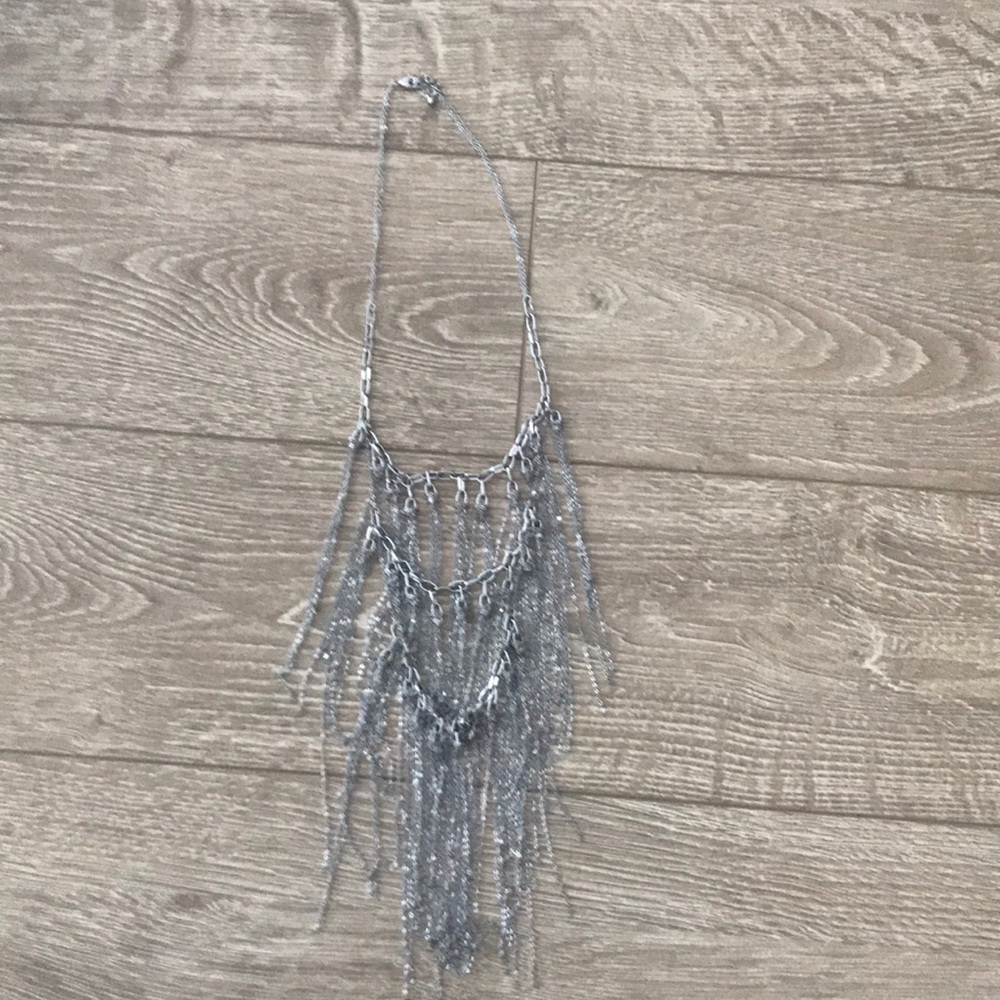 New Urban Outfitters Silver web bib necklace